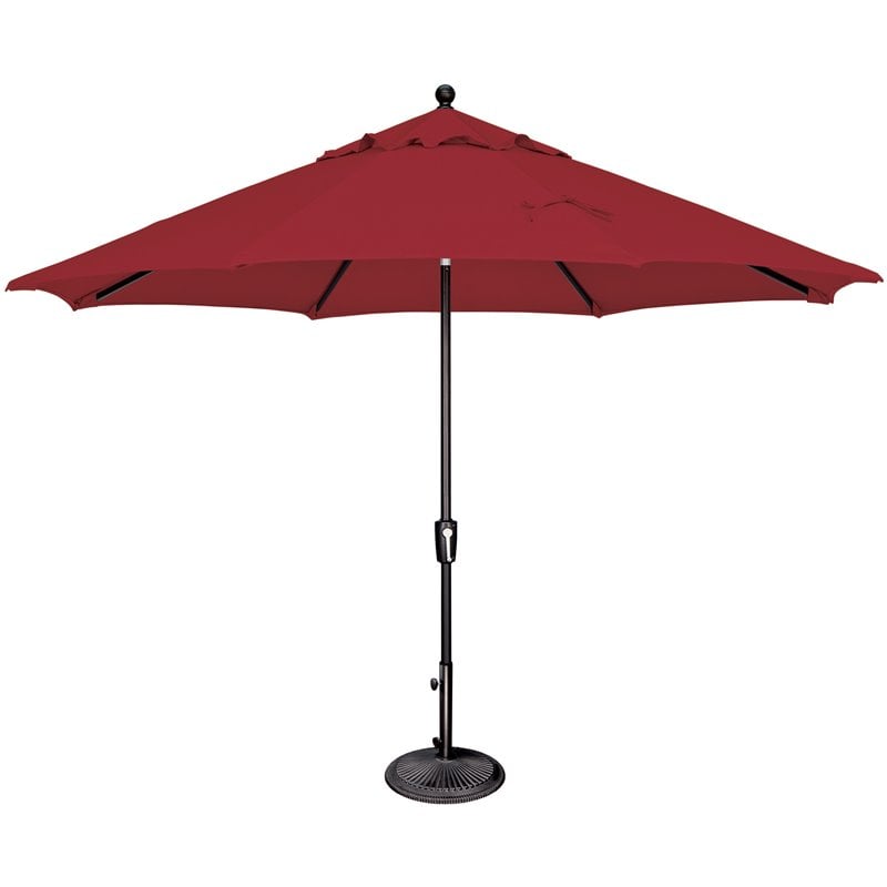 SimplyShade Catalina Octagon Push Button Tilt Umbrella in Black/Really Red