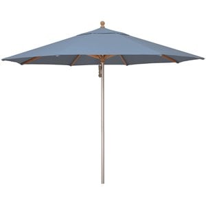 Simply Shade Ibiza Fabric Aluminum Wood Umbrella in Silver/Cast Ocean