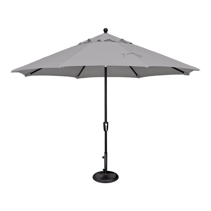 SimplyShade Catalina Octagon Push Button Tilt Umbrella in Black/Gray Tweed