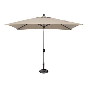 simply shade catalina rectangle push button tilt market umbrella in black/tan