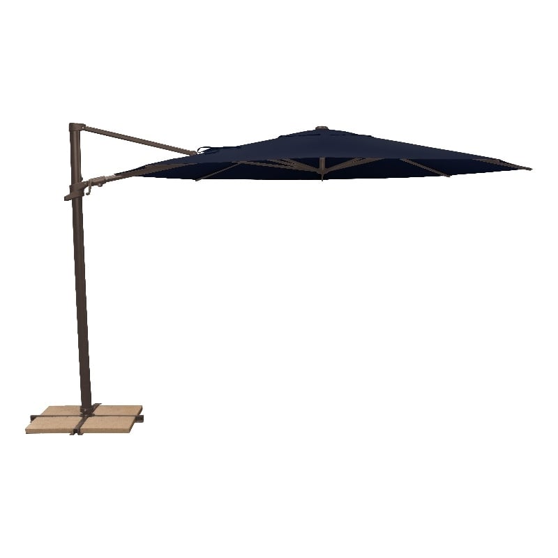 SimplyShade Maldives 11' Octagonal Cantilever Umbrella with Cross Bar Stand in Navy
