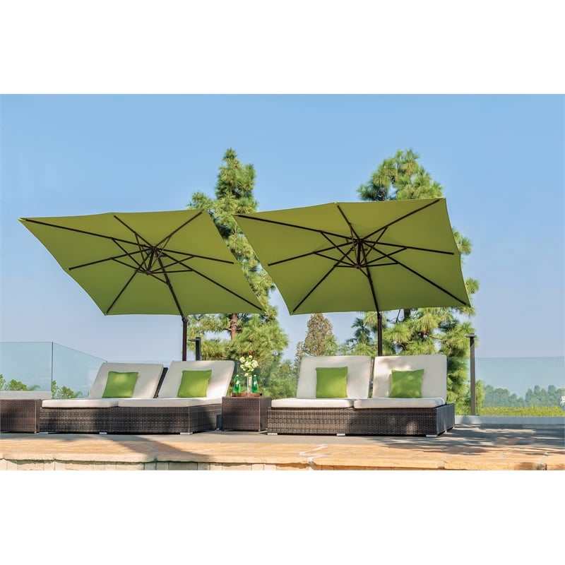 SimplyShade Skye 8.6' Square Cantilever Umbrella with Cross Bar Stand in Silver
