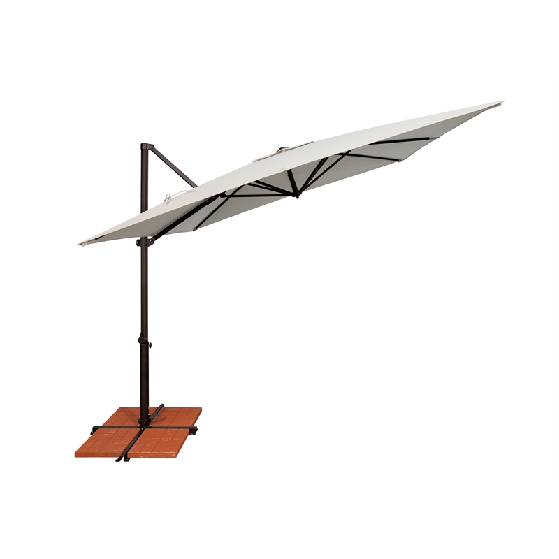 SimplyShade Skye 8.6' Square Cantilever Umbrella with Cross Bar Stand in Natural