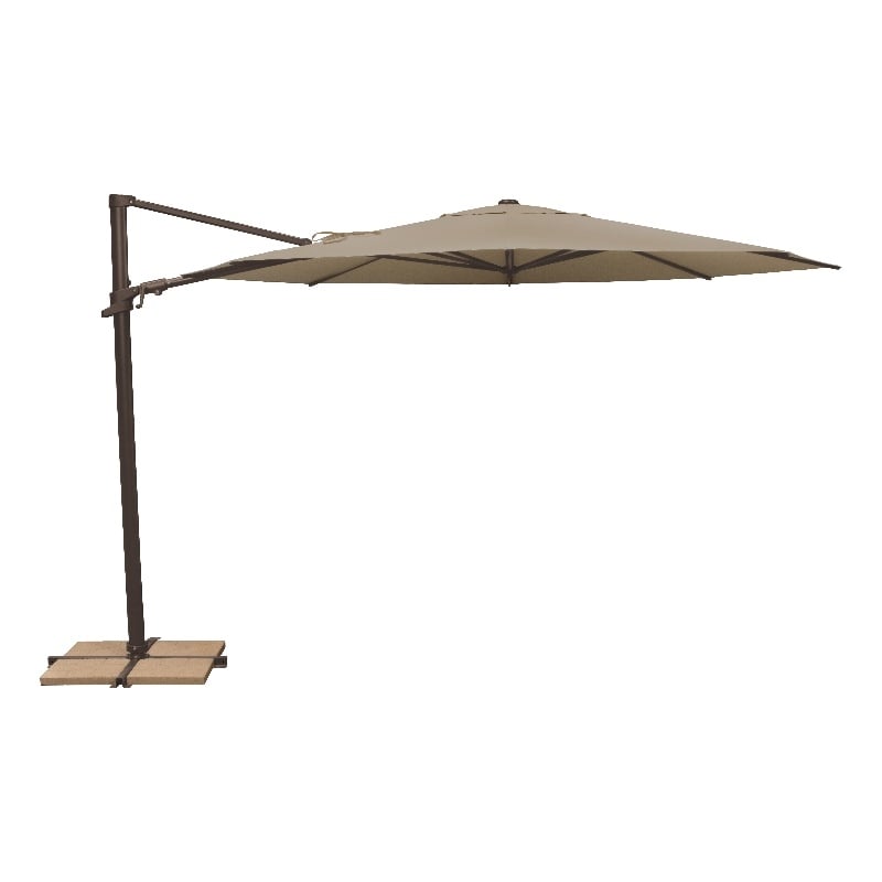 SimplyShade Maldives 11' Octagonal Cantilever Umbrella with Cross Bar Stand in Beige