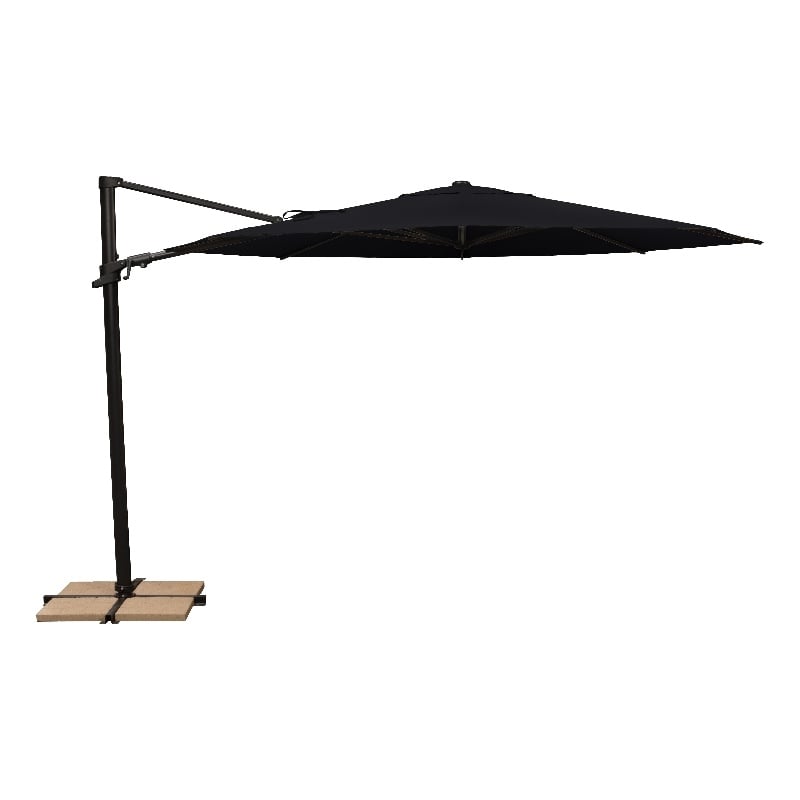 SimplyShade Maldives 11' Octagonal Cantilever Umbrella with Cross Bar Stand in Black