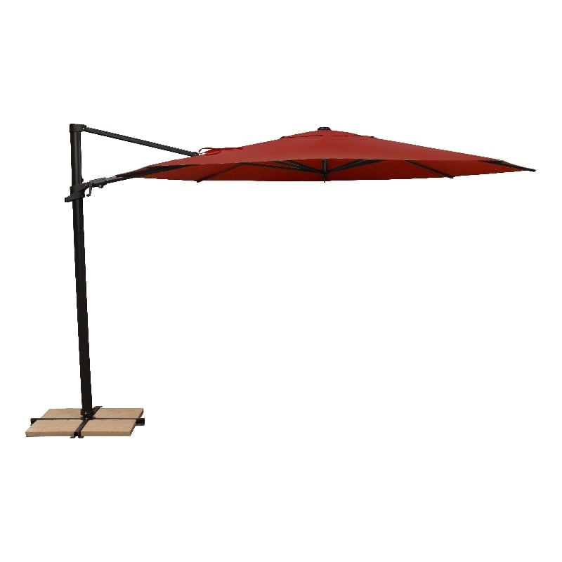 SimplyShade Maldives 11' Octagonal Cantilever Umbrella with Cross Bar Stand in Really Red
