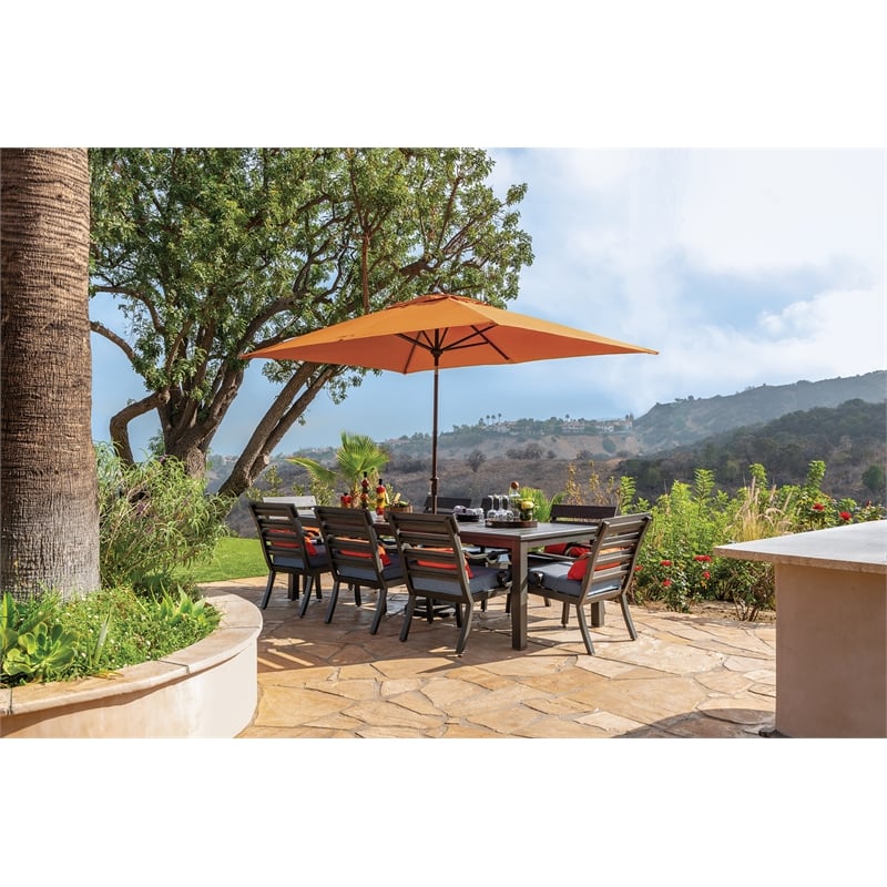 SimplyShade Catalina 6.6' x 10' Rectangle Push Button Tilt Patio Umbrella in Silver