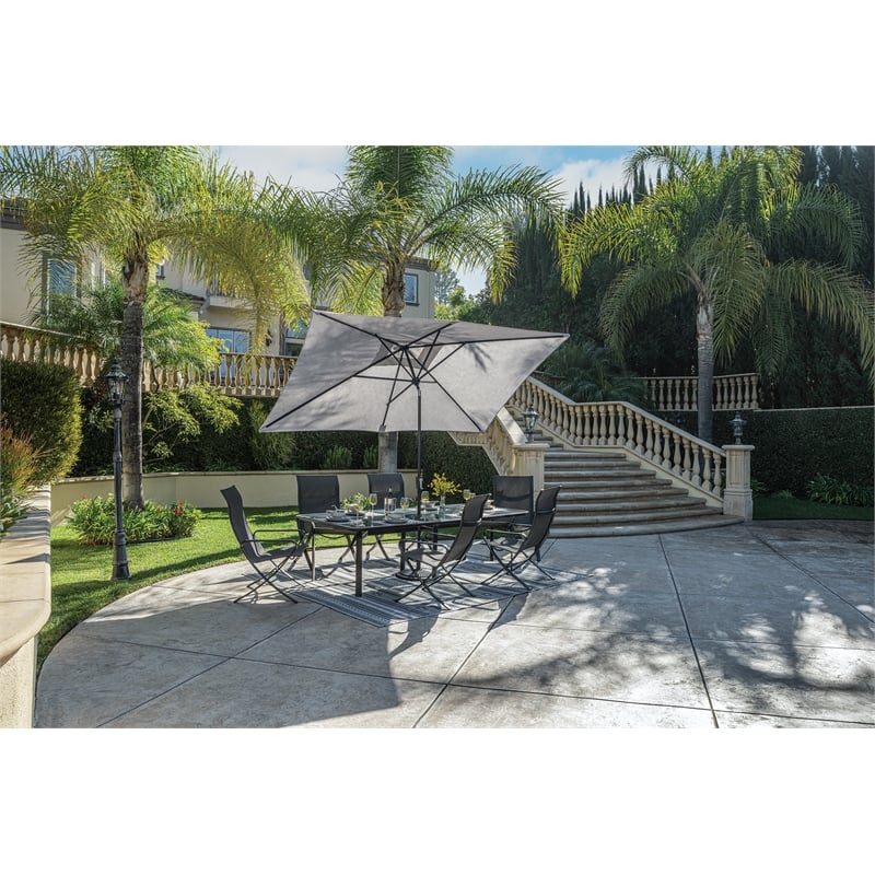 SimplyShade Catalina 6.6' x 10' Rectangle Push Button Tilt Patio Umbrella in Blue Sky