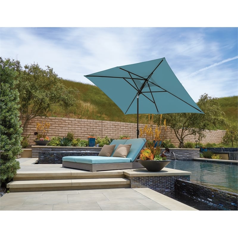 SimplyShade Catalina 6.6' x 10' Rectangle Push Button Tilt Patio Umbrella in Really Red