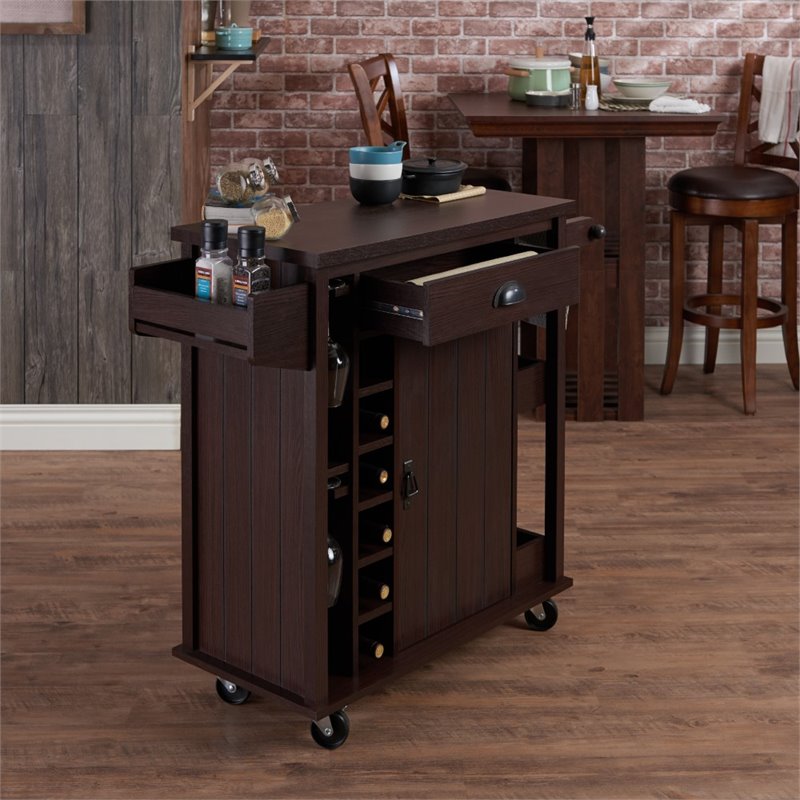 Furniture Of America Frunter Kitchen Cart In Espresso Fgi 15702c5