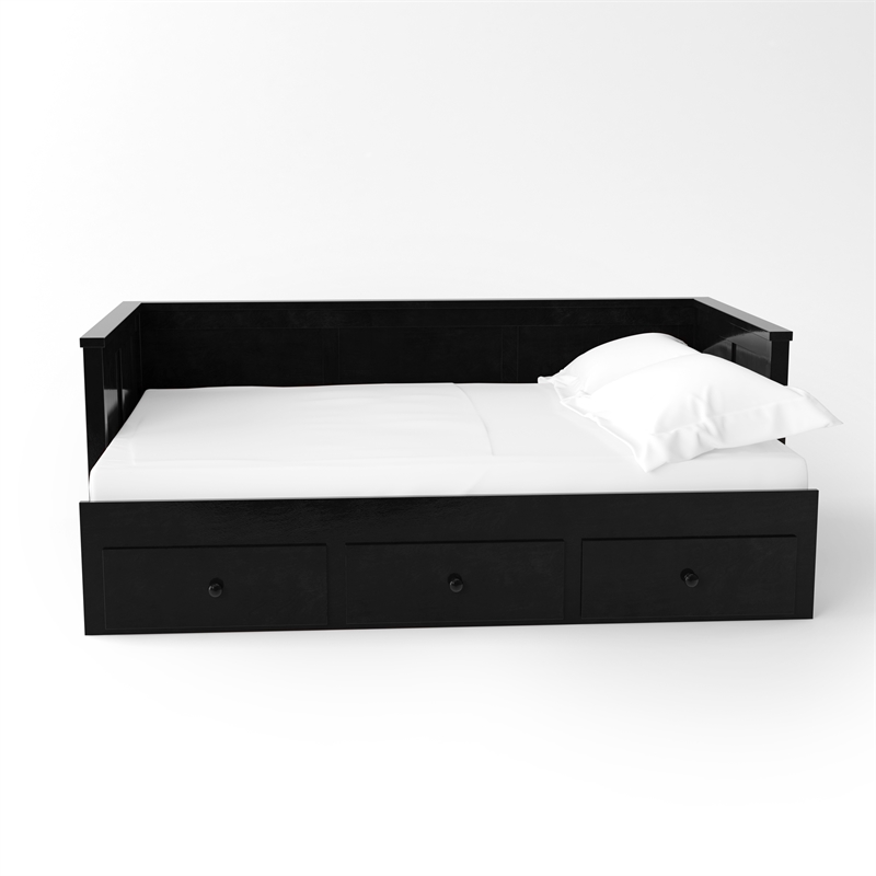 Furniture of America Aidan Cottage Wood Full Daybed with Drawers in Black