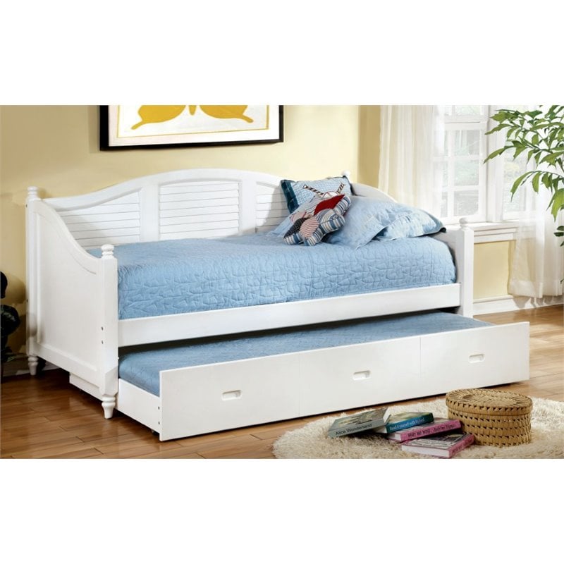 Furniture of America Howell Platform Daybed with Trundle in White ...