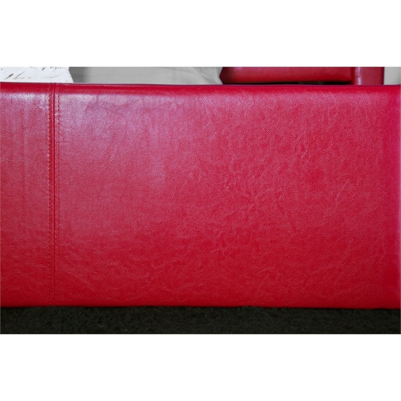 Furniture of America Jenning Faux Leather Upholstered Daybed with Trundle in Red