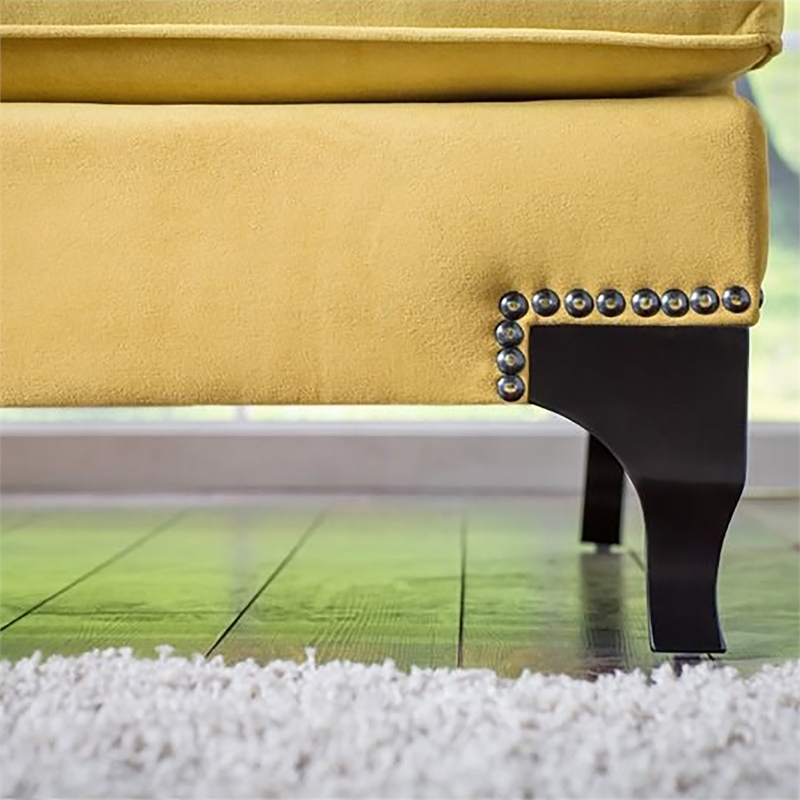 Furniture of America Charlette Traditional Fabric Upholstered Sofa in Gold