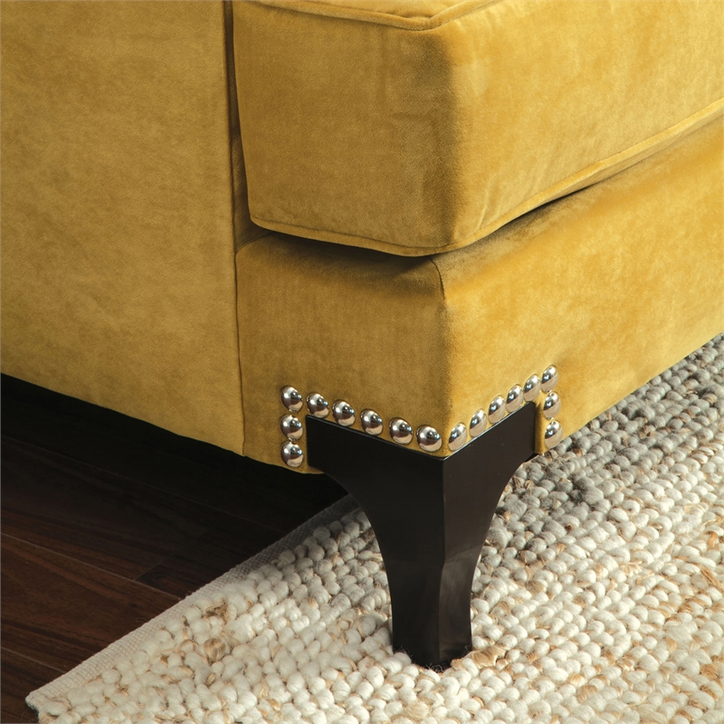 Furniture of America Charlette Traditional Fabric Upholstered Sofa in Gold