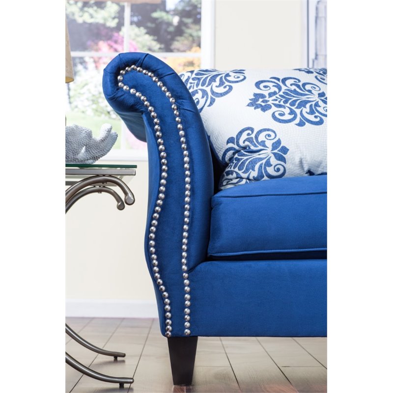 Furniture of America Churcox Velvet Sofa in Royal Blue IDF2231SF
