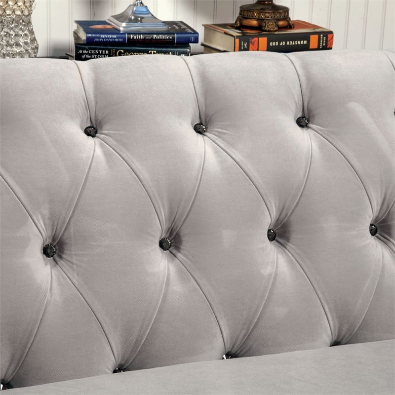 Furniture of America Yantzy Transitional Fabric Tufted Sectional in Warm Gray