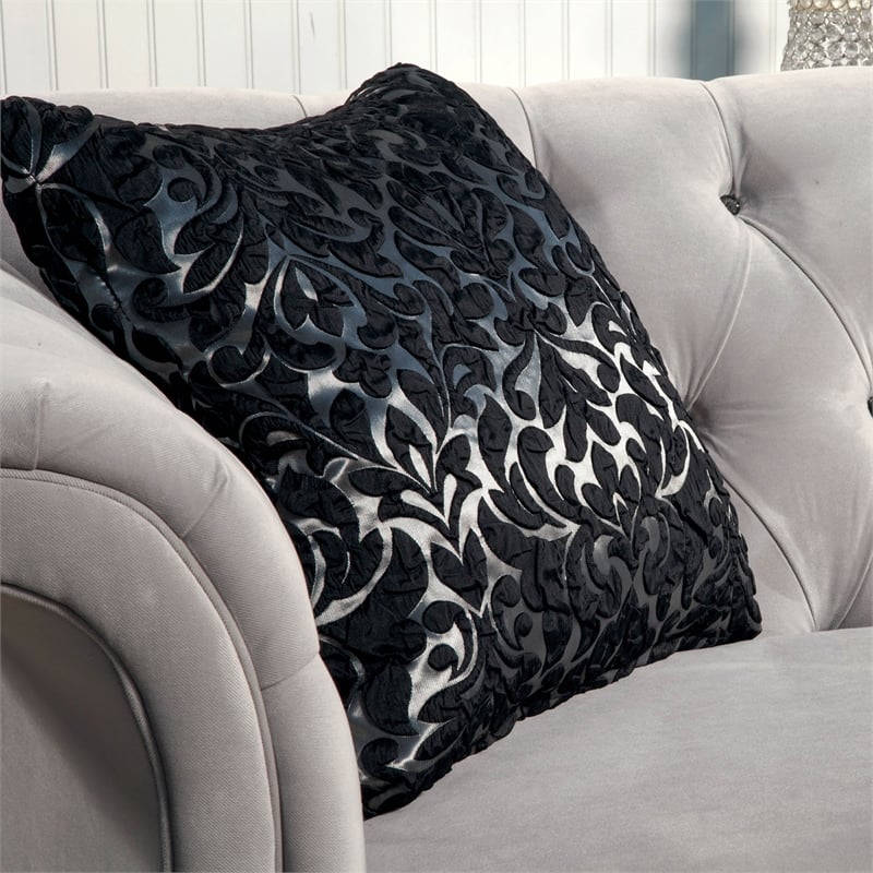 Furniture of America Yantzy Transitional Fabric Tufted Sectional in Warm Gray