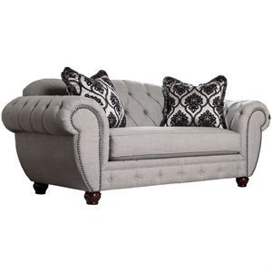 Furniture of America Isabella Transitional Fabric Tufted Loveseat in Gray