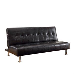 Furniture of America Hollie Contemporary Faux Leather Sleeper Sofa Bed in Black