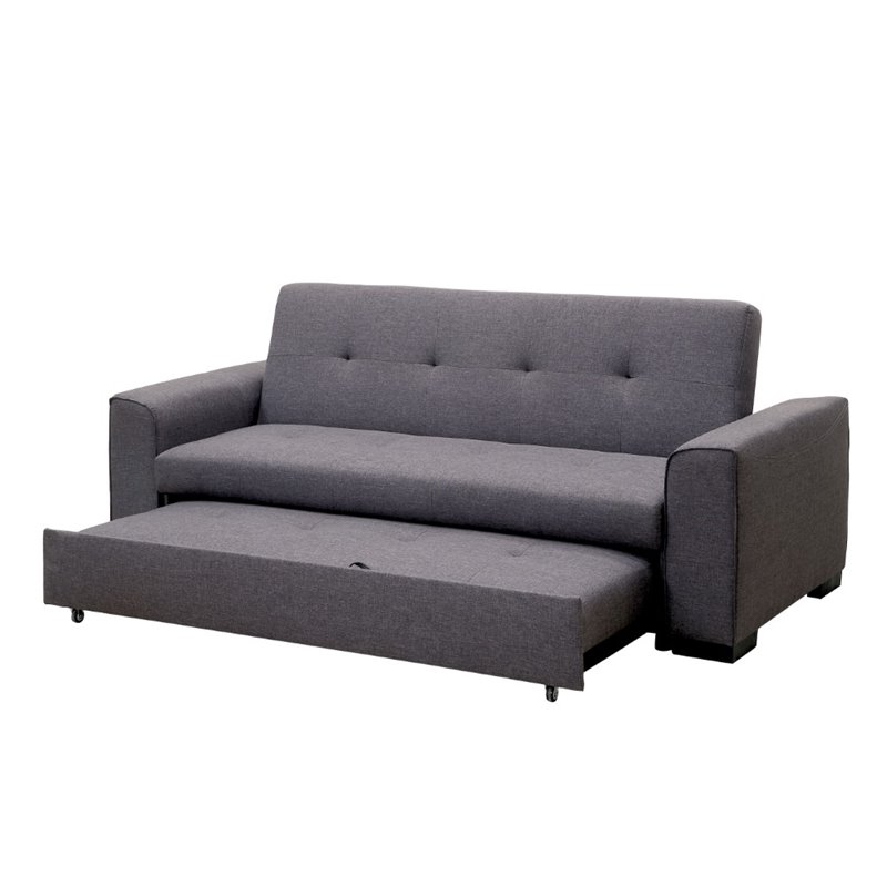 Furniture of America Cayla Contemporary Fabric Sleeper Sofa Bed in Gray