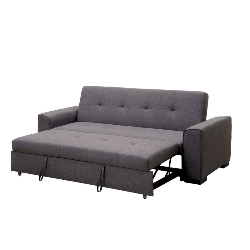 Furniture of America Cayla Contemporary Fabric Sleeper Sofa Bed in Gray