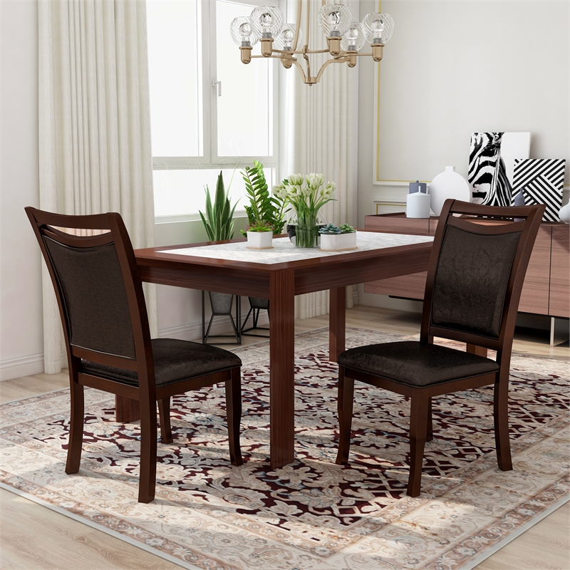 Furniture of America Arriane Faux Leather Dining Chair in Espresso (Set of 2)