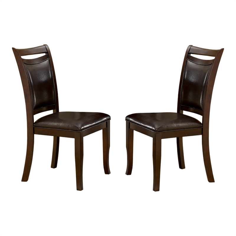 Furniture of America Arriane Faux Leather Dining Chair in Espresso (Set of 2)