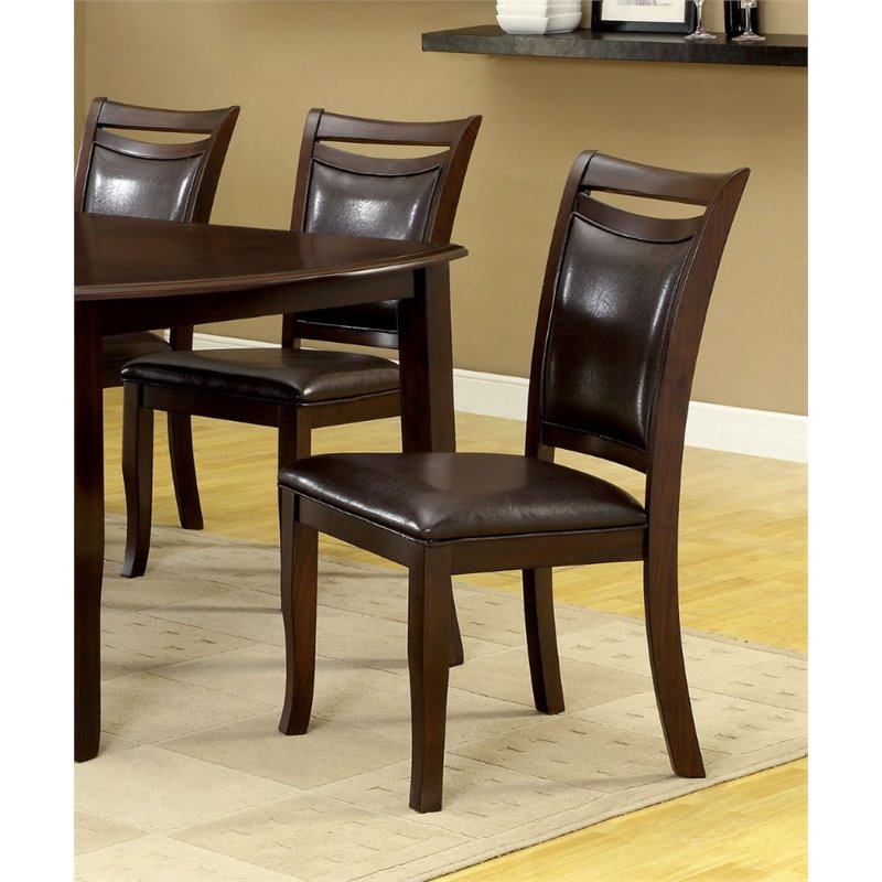 Furniture Of America Arriane Faux, Espresso Faux Leather Dining Chair
