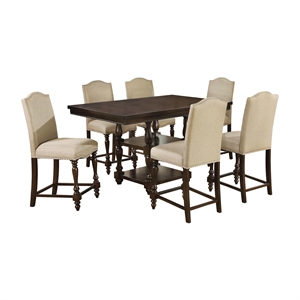furniture of america minard transitional solid wood counter height dining set in antique cherry