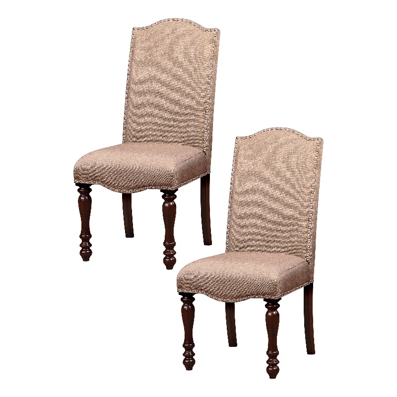 Furniture of America Minard Fabric Dining Chair in Antique Cherry (Set of 2)