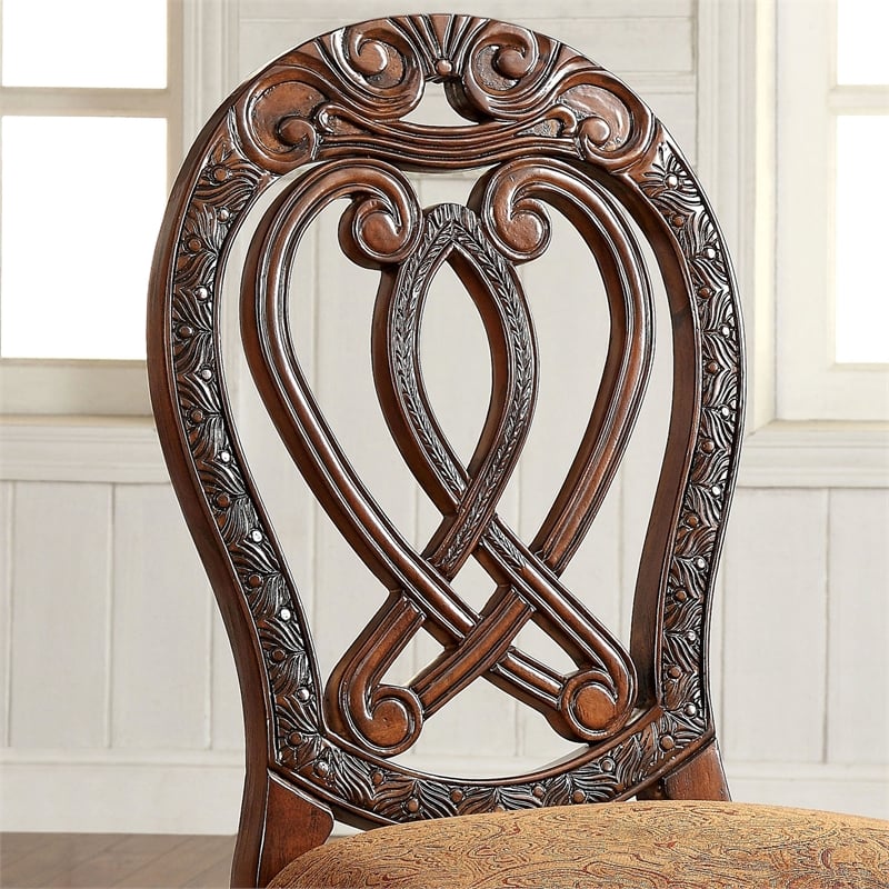 Furniture of America Madison Wood Padded Dining Chair in Cherry (Set of 2)