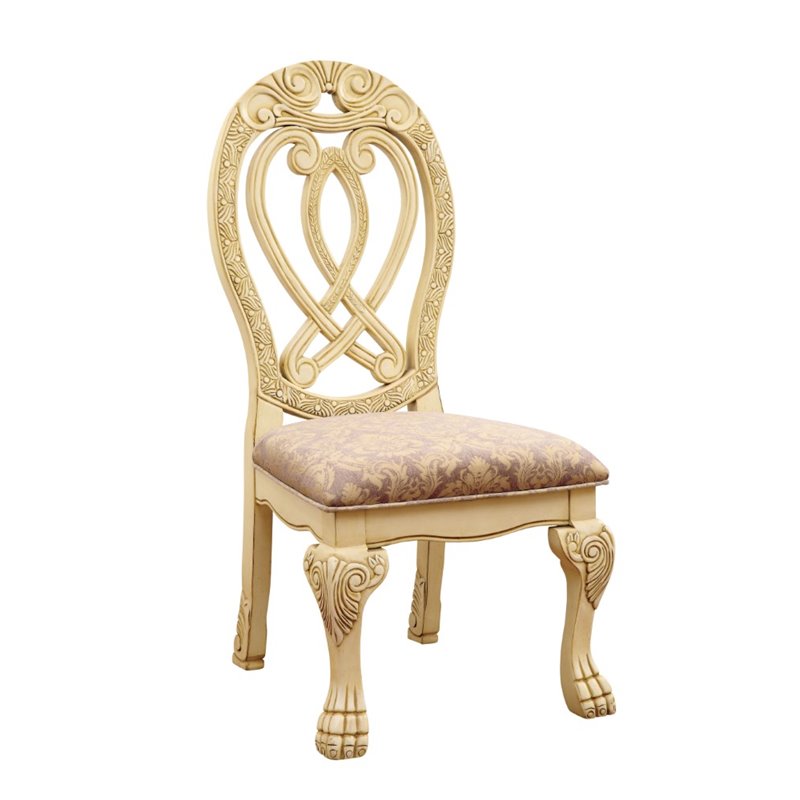 Furniture of America Madison Wood Padded Dining Chair in White (Set of
