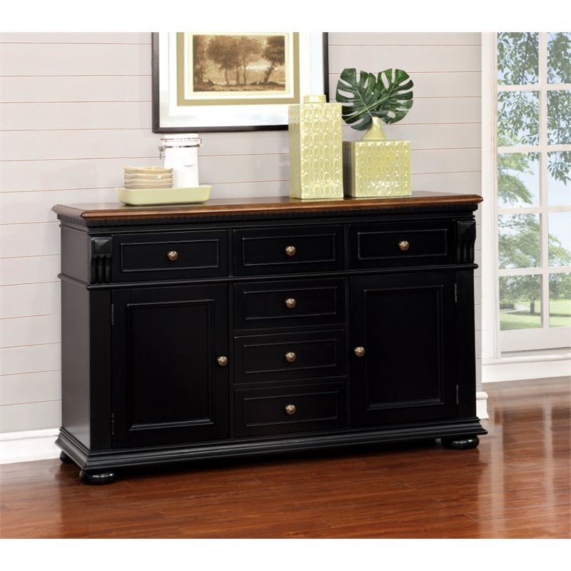 Furniture of America Hendrix Buffet in Cherry and Black IDF3199BCSV