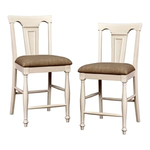 Furniture of America Hendrix Wood Counter Height Chair in White (Set of 2)