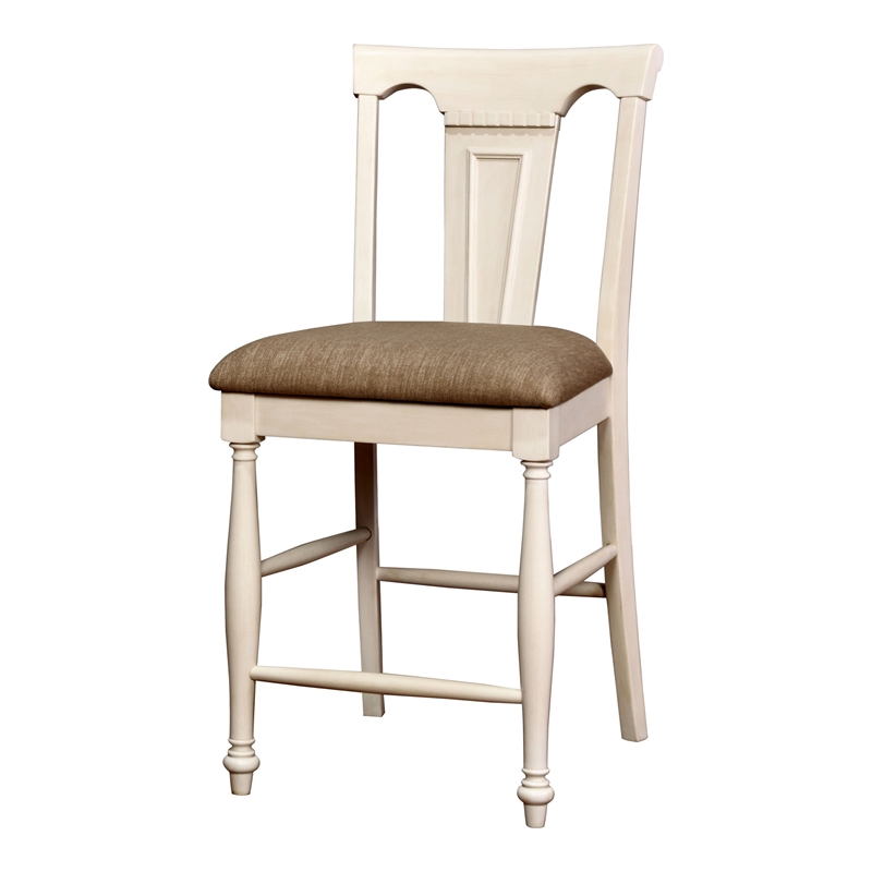 Furniture of America Hendrix Wood Counter Height Chair in White (Set of 2)