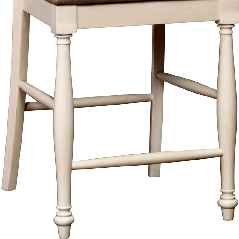 Furniture of America Hendrix Wood Counter Height Chair in White (Set of 2)