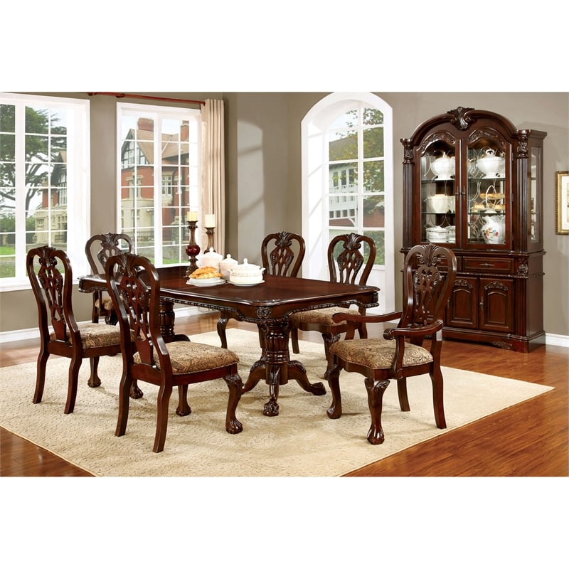 America Wilson Wood Dining Arm Chair, Brown Cherry Wood Dining Chairs