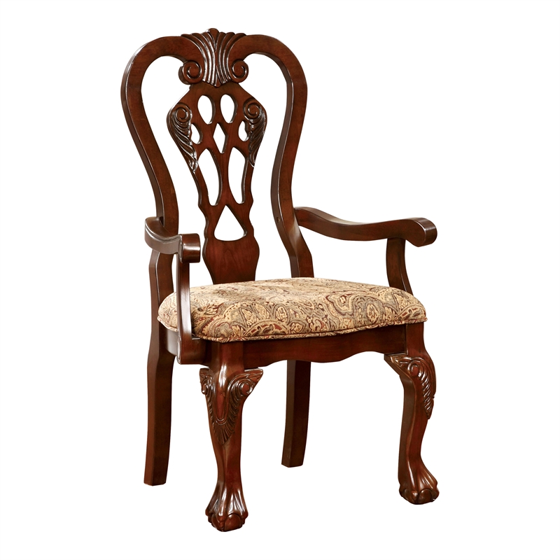Furniture of America Wilson Wood Dining Arm Chair in Brown Cherry (Set of 2)