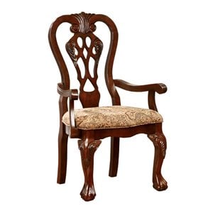 furniture of america wilson wood dining arm chair in brown cherry (set of 2)