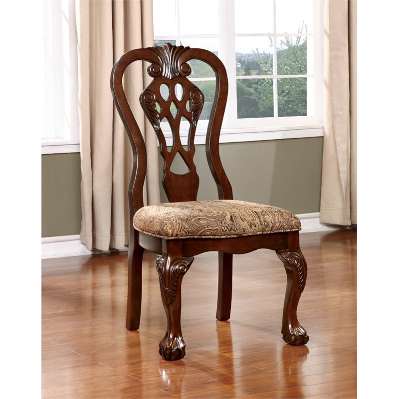 Furniture of America Wilson Wood Padded Dining Chair in Brown Cherry