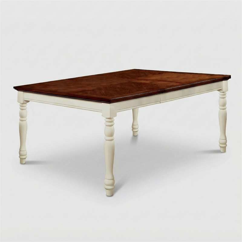 Furniture of America Gossling Farmhouse Wood Extendable Dining Table in White