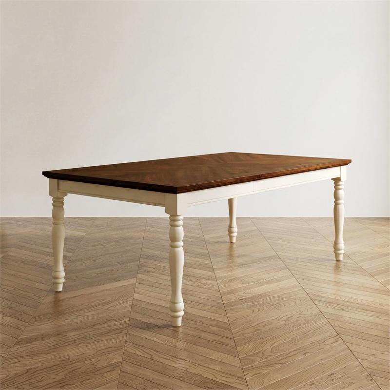 Furniture of America Gossling Farmhouse Wood Extendable Dining Table in White