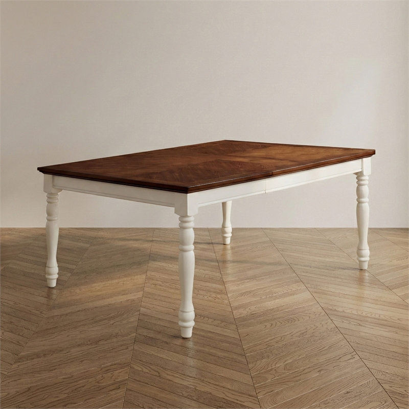 Furniture of America Gossling Farmhouse Wood Extendable Dining Table in White