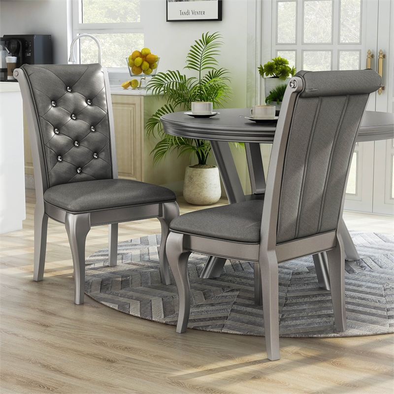 Furniture of America Bethlehem Wood Side Chair in Champagne Gold (Set of 2)