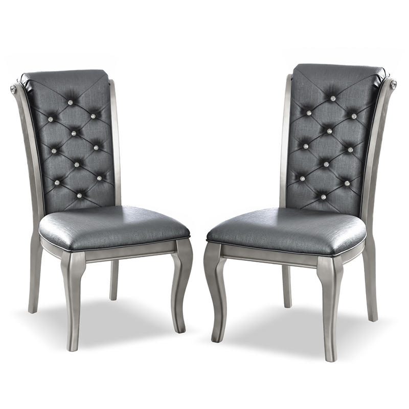 Furniture of America Bethlehem Wood Side Chair in Champagne Gold (Set of 2)