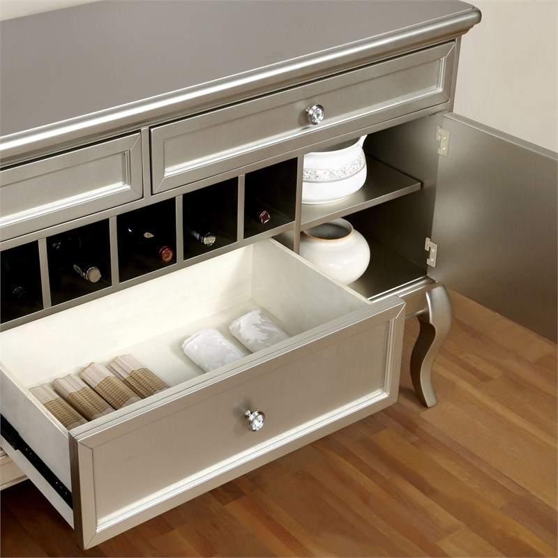 Furniture of America Bethlehem Wood Wine Rack Sideboard in Gold Champagne