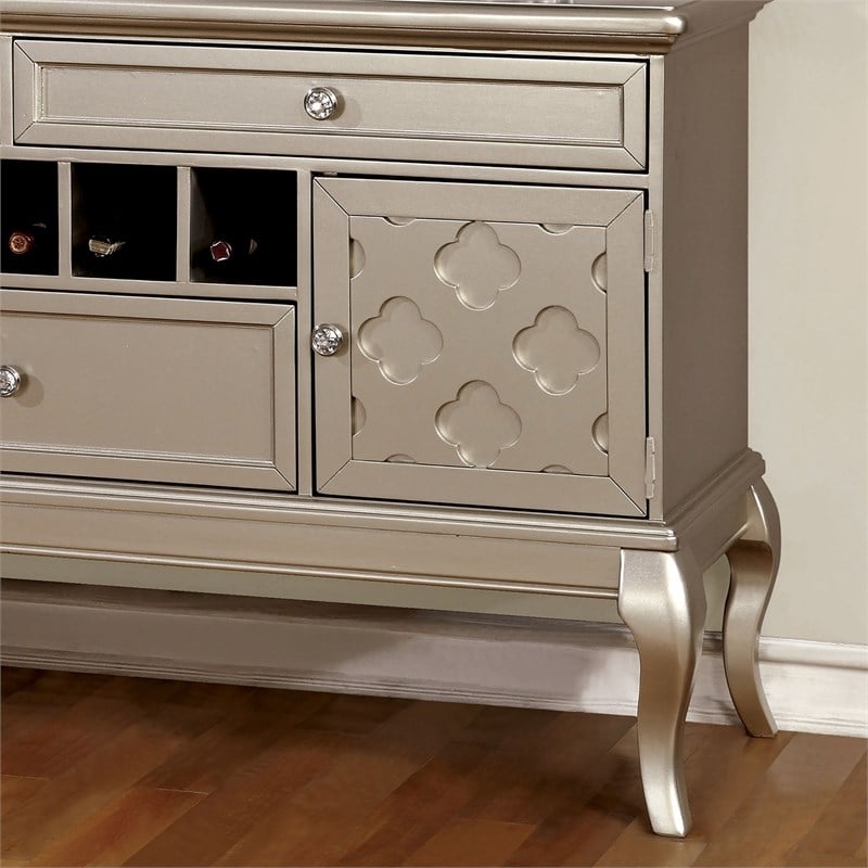 Furniture of America Bethlehem Wood Wine Rack Sideboard in Gold Champagne