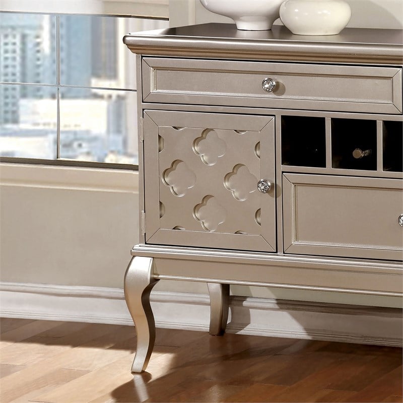 Furniture of America Bethlehem Wood Wine Rack Sideboard in Gold Champagne
