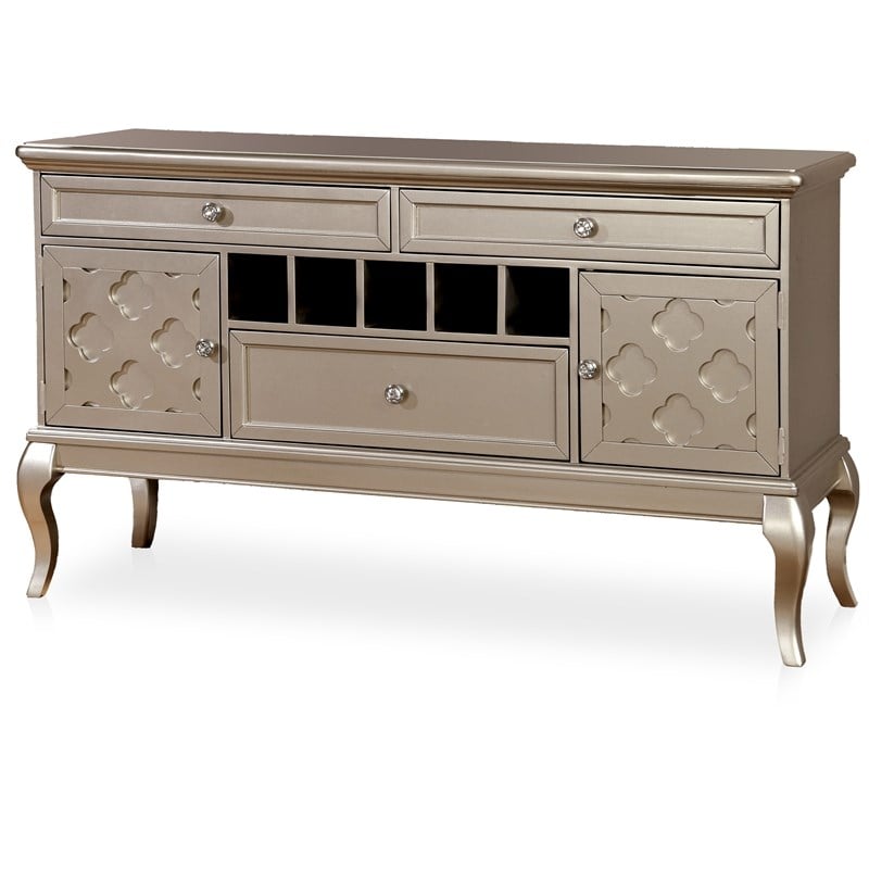 Furniture of America Bethlehem Wood Wine Rack Sideboard in Gold Champagne